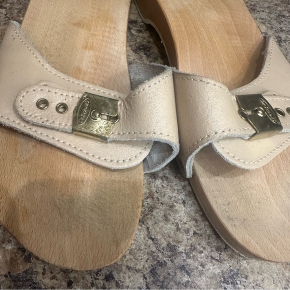 Dr. Scholl's Original Leather Wood Clog Slides Sandals Shoes Made in Italy Sz 10 - Picture 5 of 8